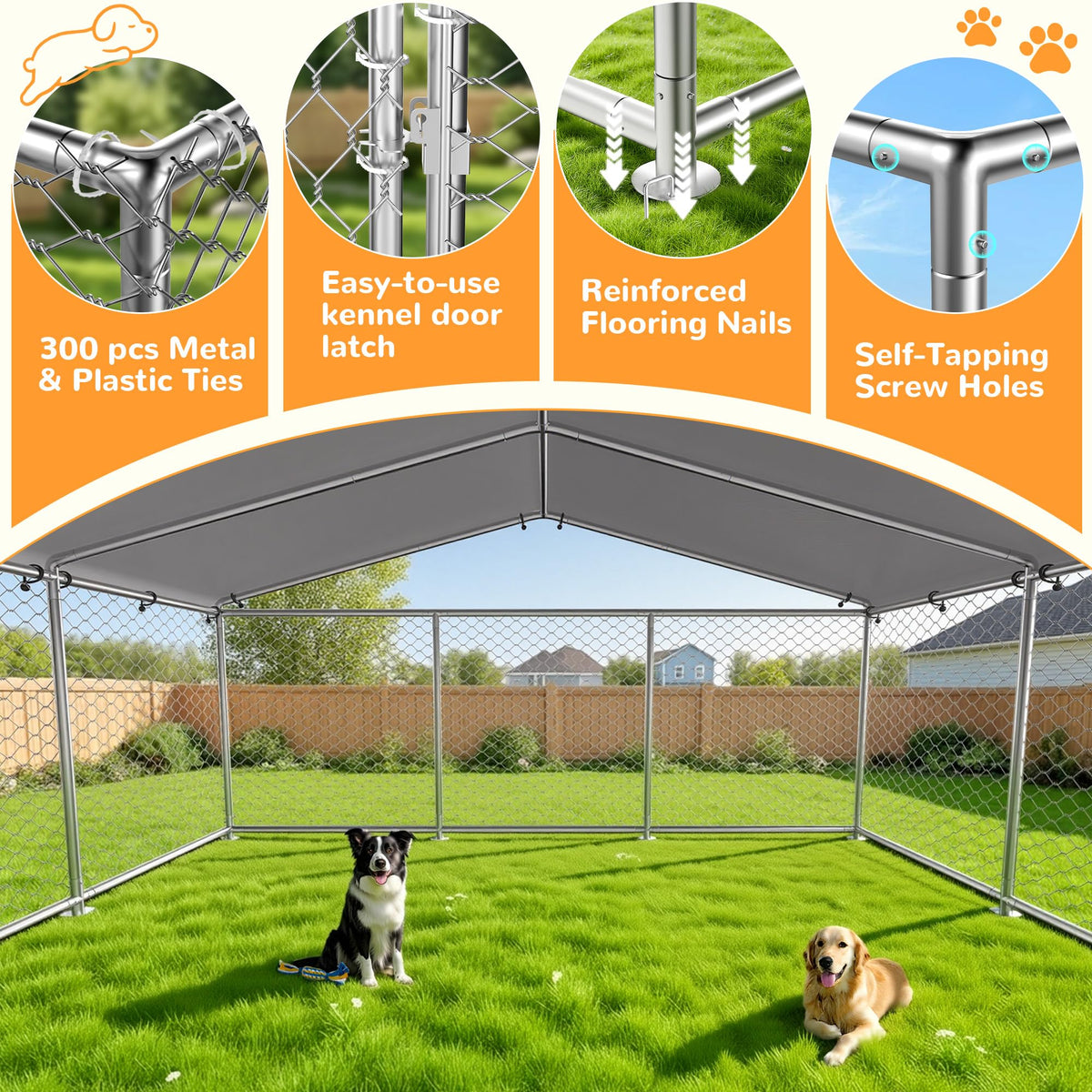 10x10 ft Heavy Duty Outdoor Dog Kennel G734
