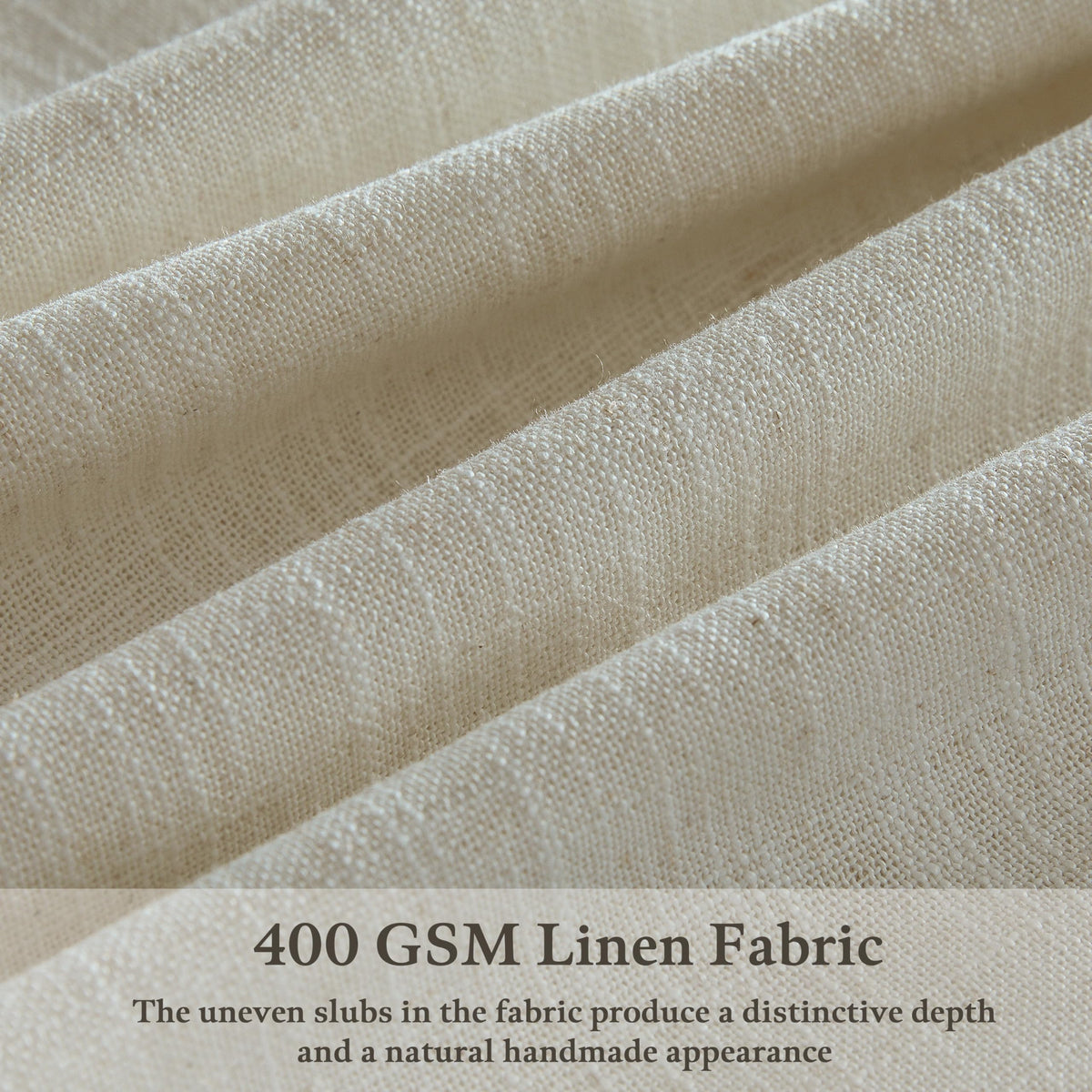 Beige Linen Pleated Light Filtering Curtains B2485