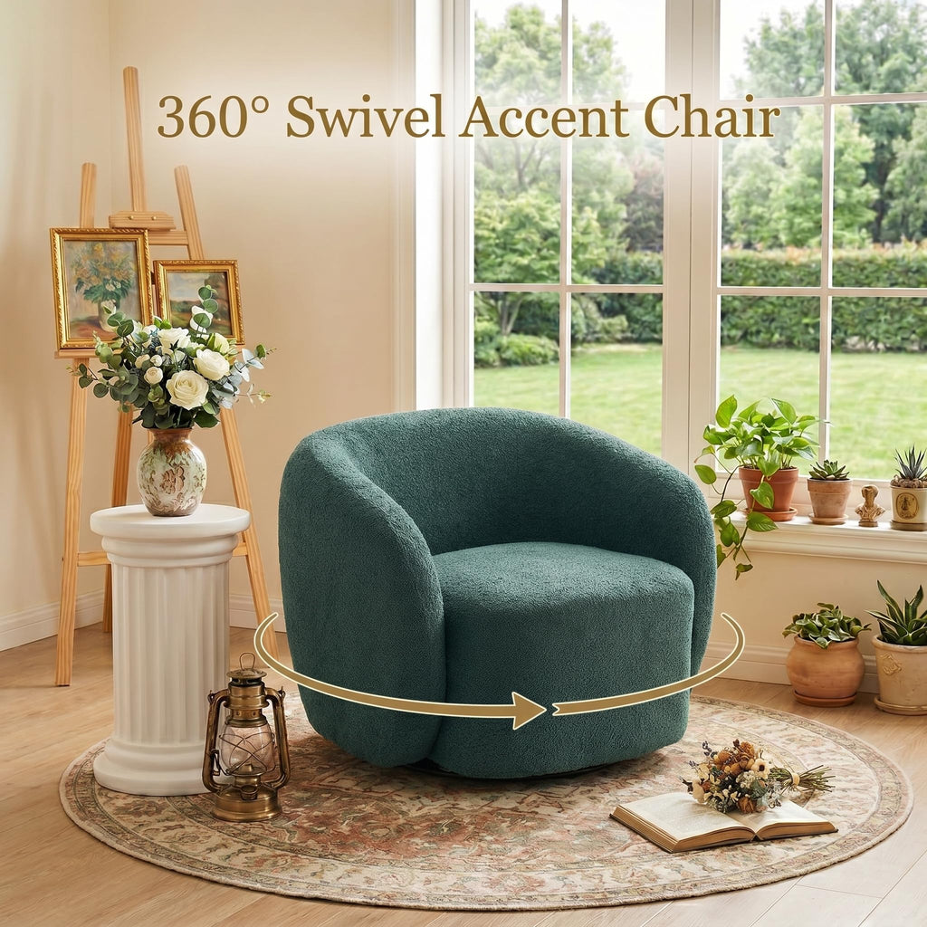 Green Boucle Swivel Accent Chair Set of 2 B881211