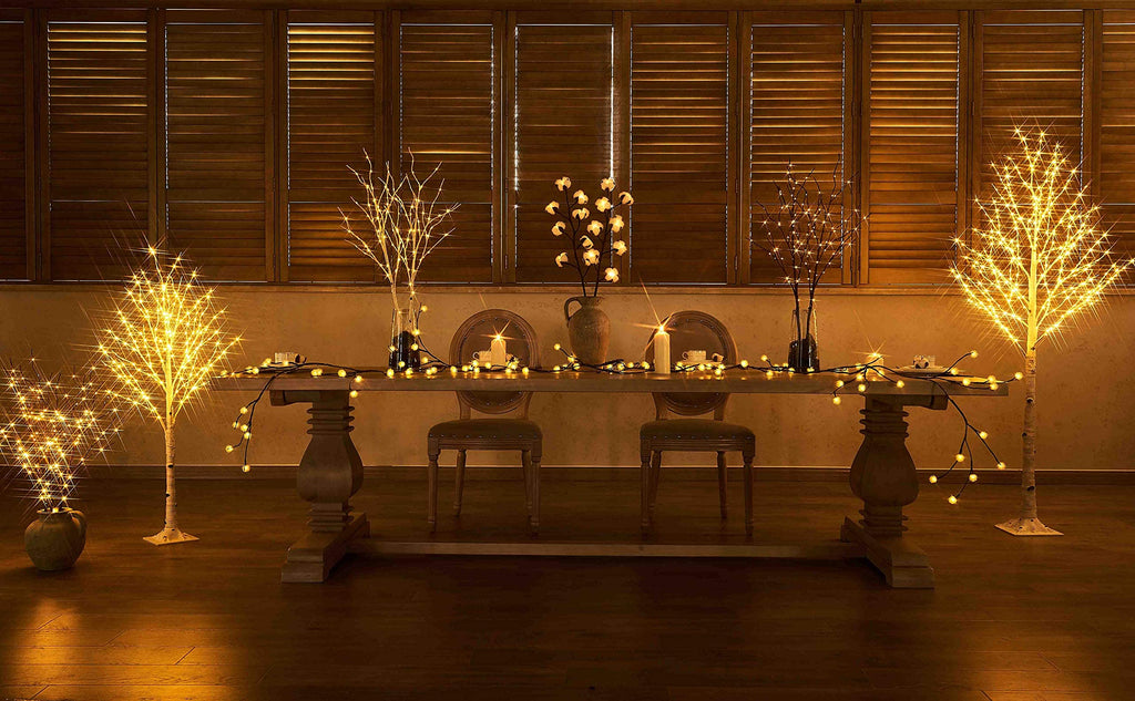 Lighted White Birch Twig Branches 30IN 150 LED with Timer and Dimmer O893