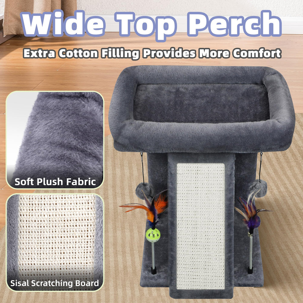 Grey Cat Tree Tower with Scratching Post A90942