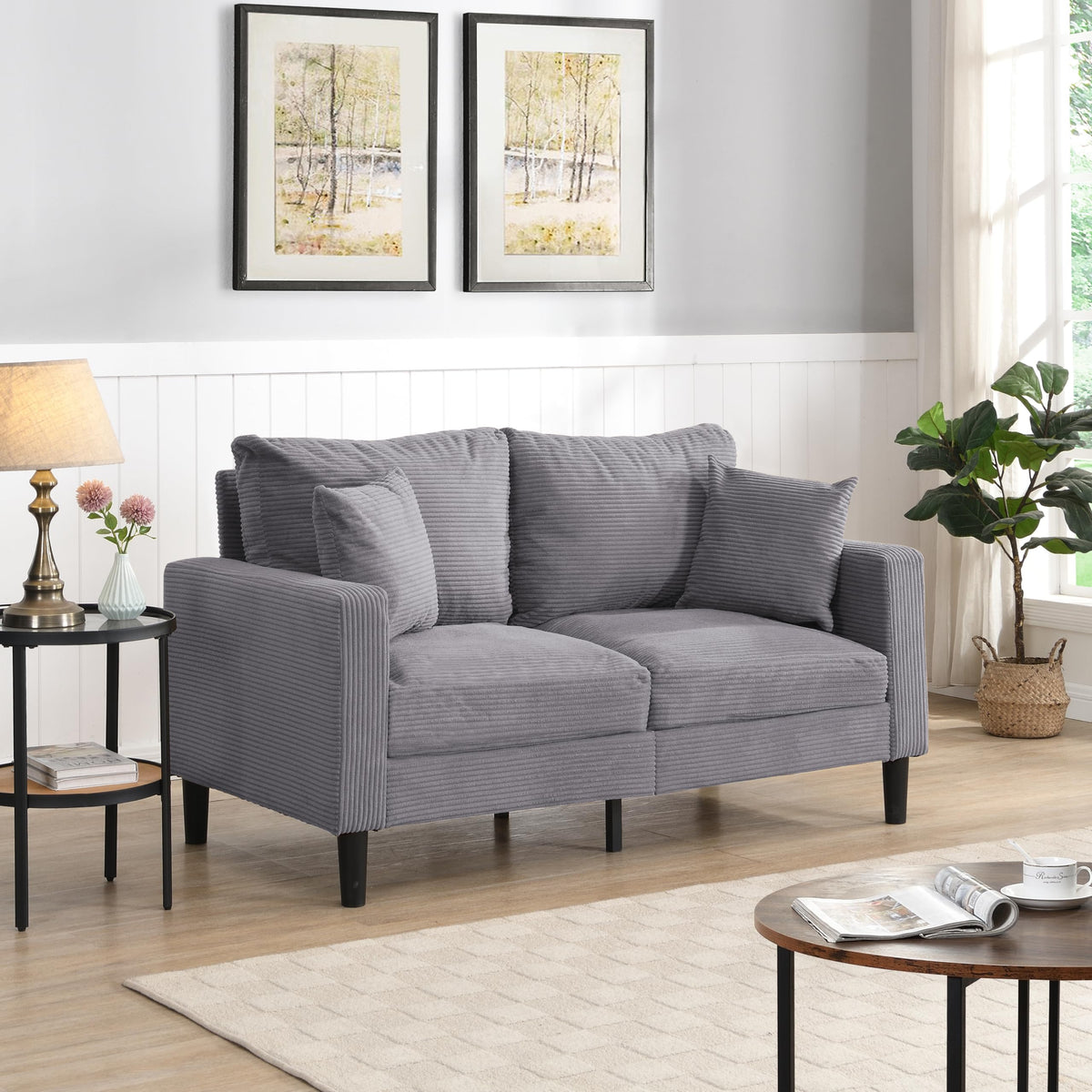 Light Gray Upholstered 2 Seat Loveseat Sofa H134228