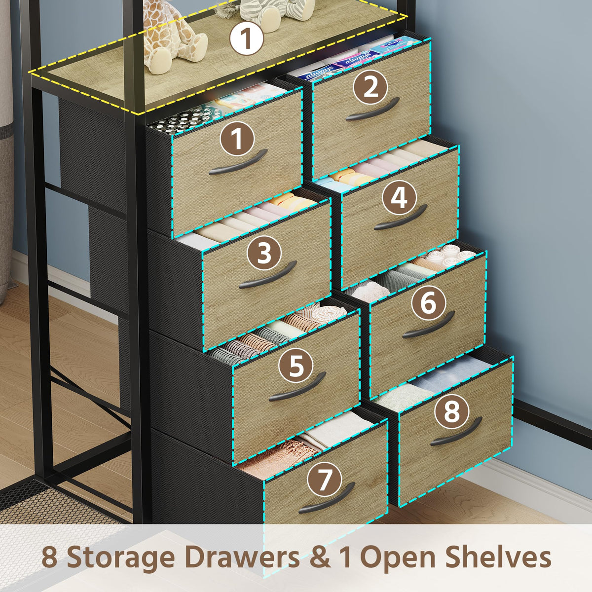 Oak Gray Full Over Twin Bunk Bed with Desk and Drawers D779145