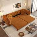 King Velvet Pull Out Sleeper Sofa with Ottoman H6843