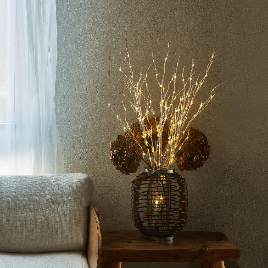 Lighted White Birch Twig Branches 30IN 150 LED with Timer and Dimmer O893