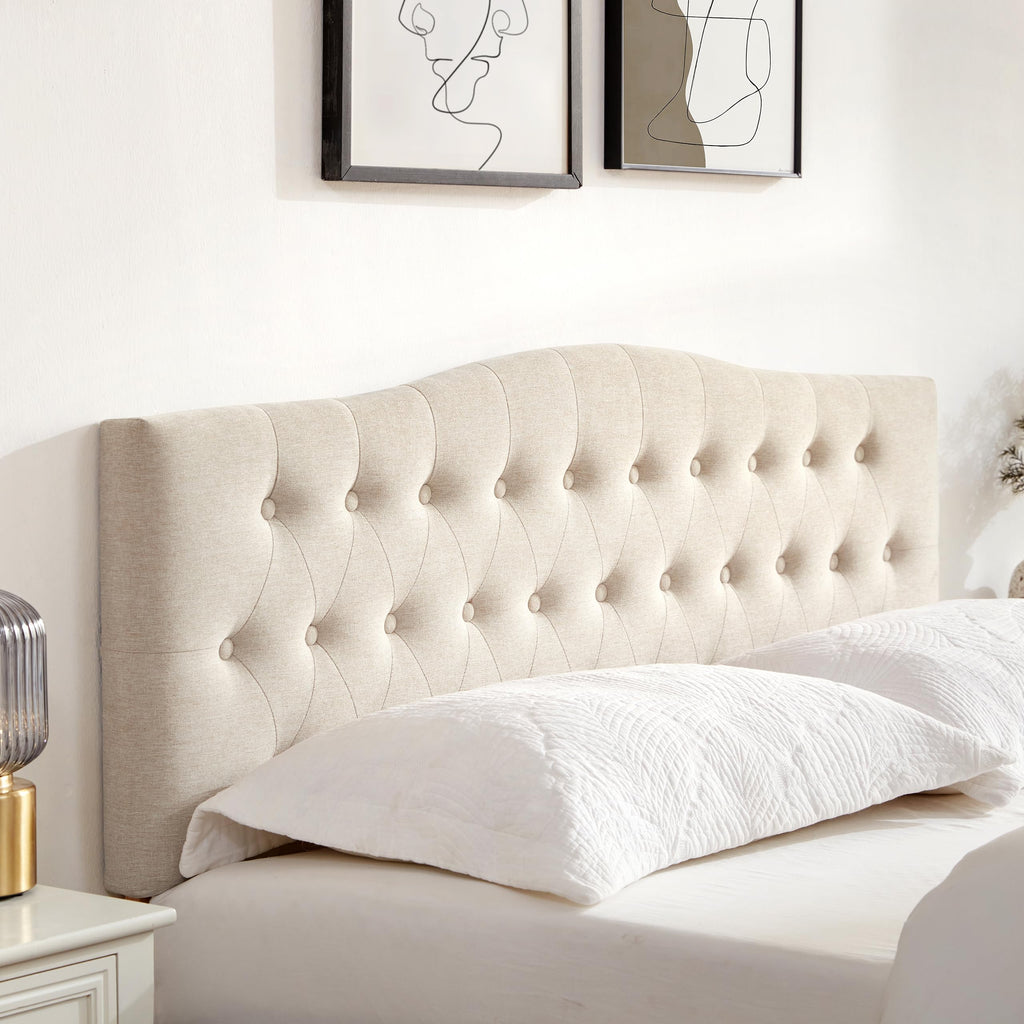 Beige Queen Size Tufted Headboard W39501