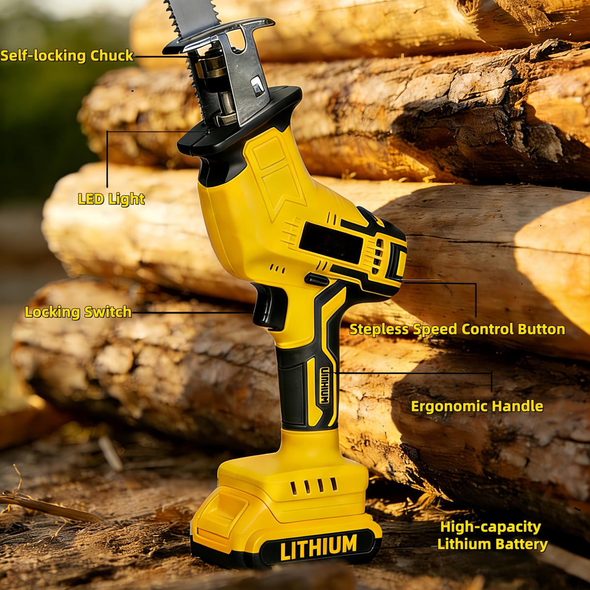 Cordless Reciprocating Saw 0-3500 SPM Variable Speed with 4 Blades Kit L21184