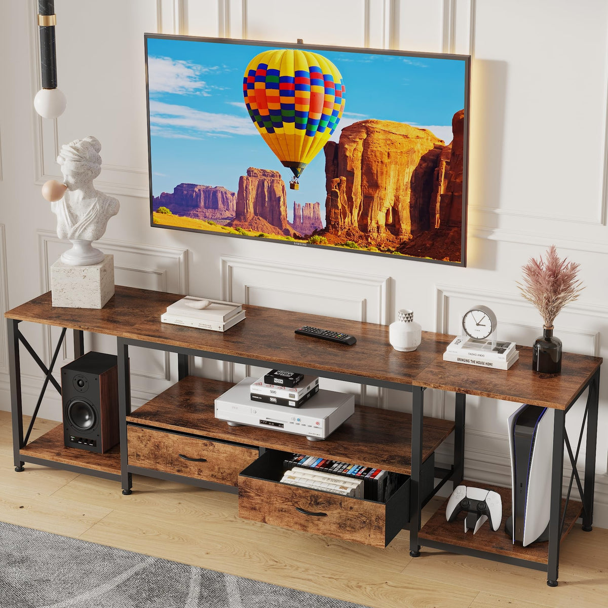 Fabric Drawers TV Stand for 65 70 75 Inches TV I676789