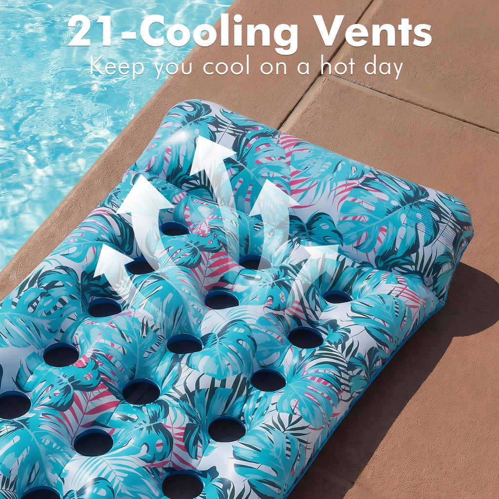 2 Pack Inflatable Pool Float Mat & 75" x 51" Tanning Pool Lounger P42392