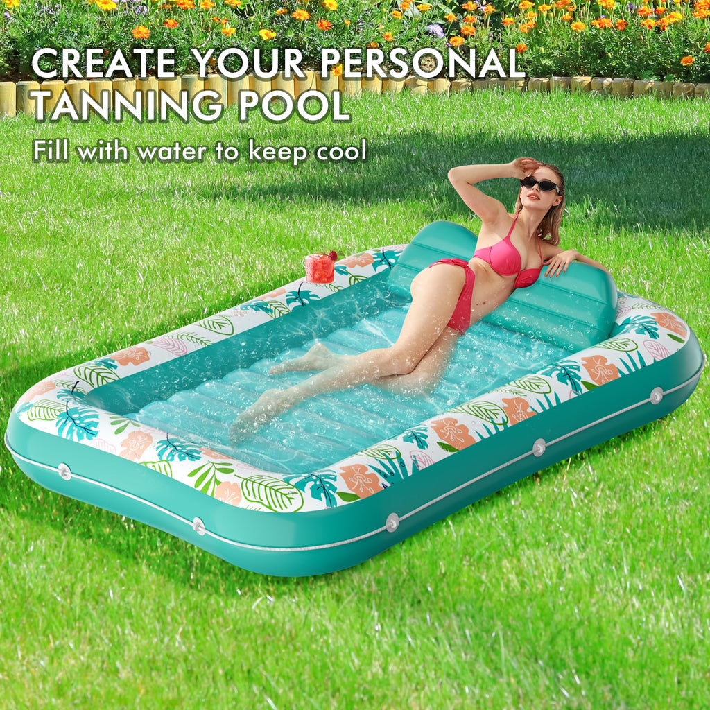 2 Pack Inflatable Pool Float Mat & 75" x 51" Tanning Pool Lounger P42392