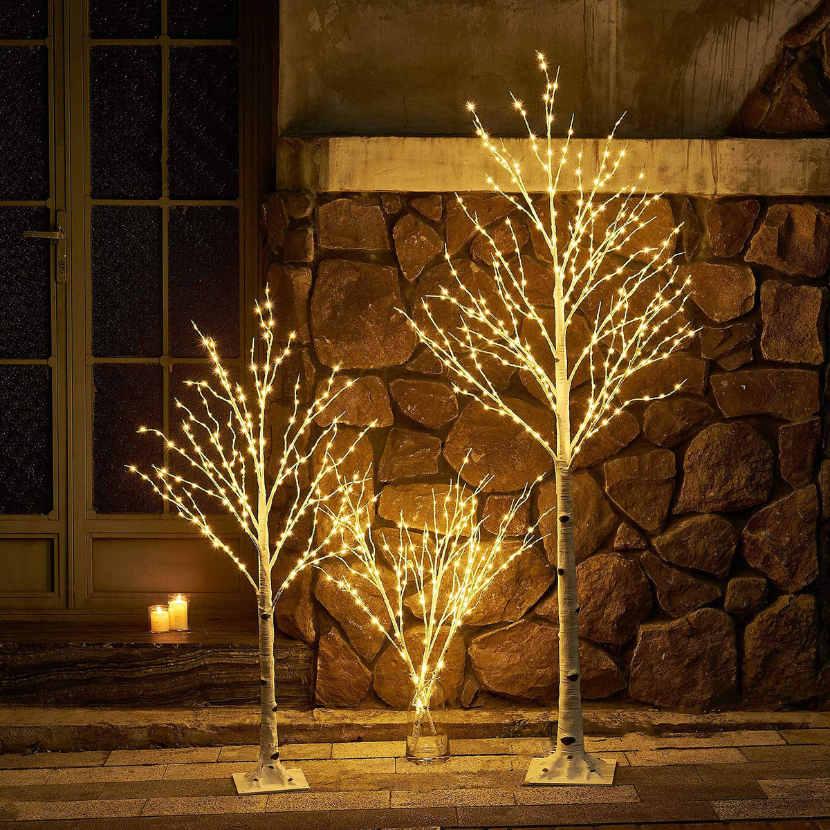 Lighted White Birch Twig Branches 30IN 150 LED with Timer and Dimmer O893