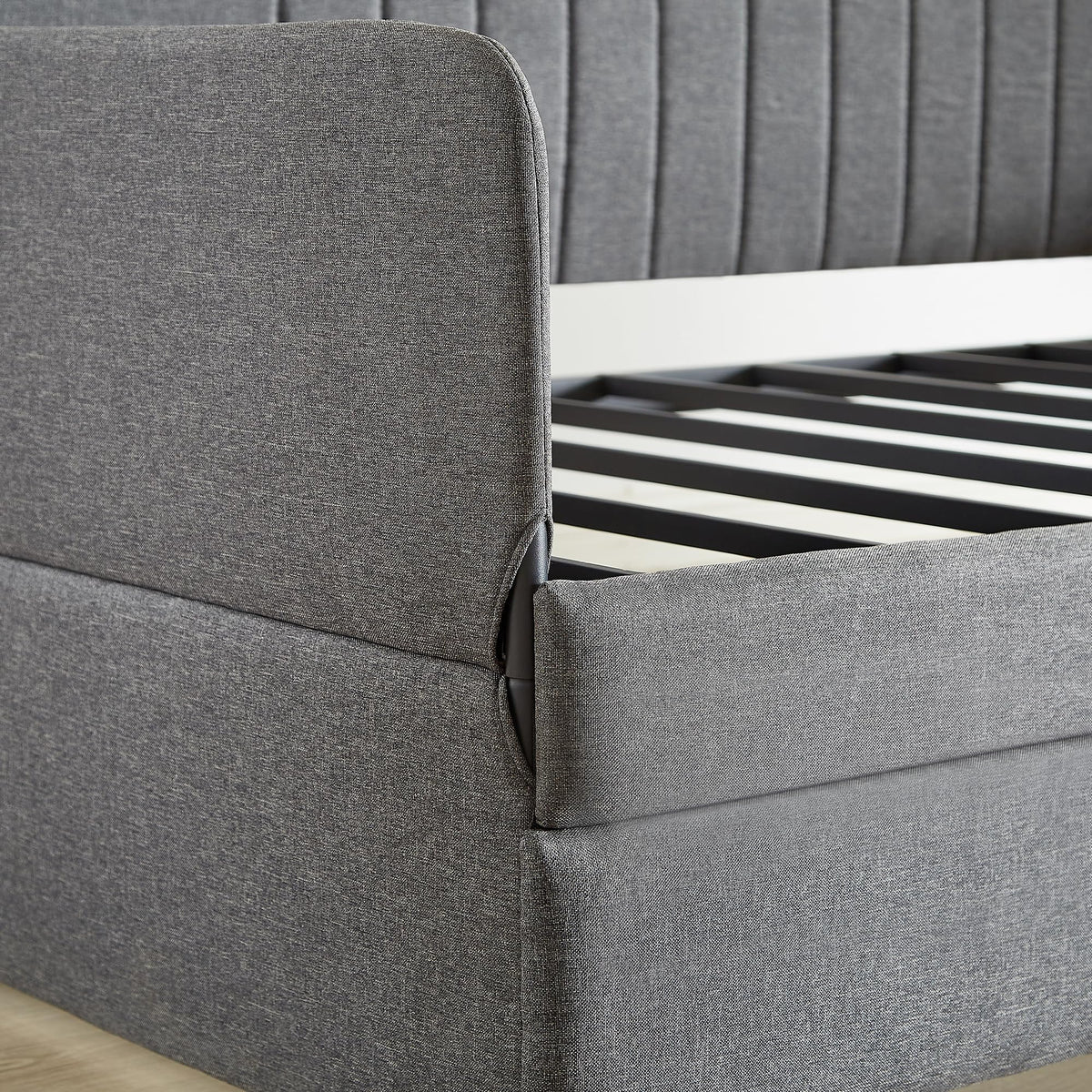Twin Size Gray Linen Upholstered Daybed with Trundle B200