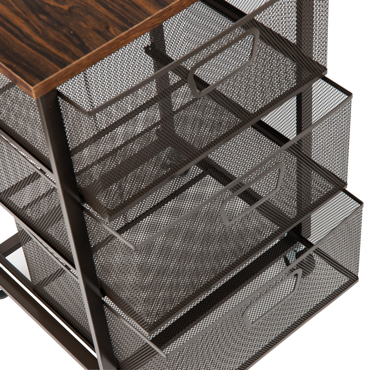 3 Drawer Rolling Storage Organizer with Wood Top T7264